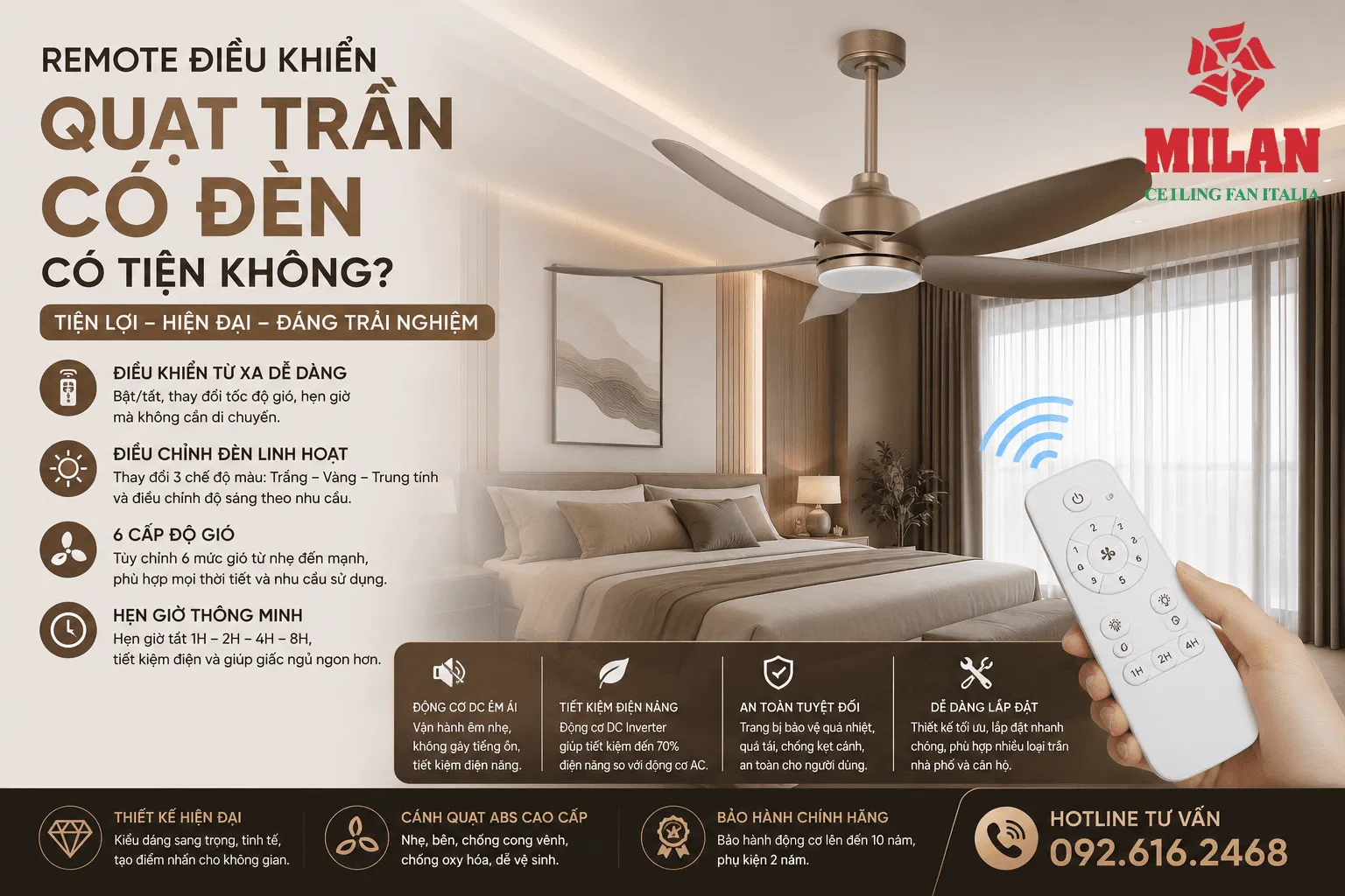 Remote Điều Khiển Quạt Trần Có Đèn 